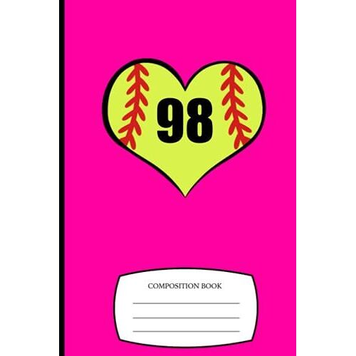 Baseball Heart Composition Book #98: Composition Notebook | 6x9 In 110 College Ruled Pages | Baseball Number Notebooks, Softball Number Logbook