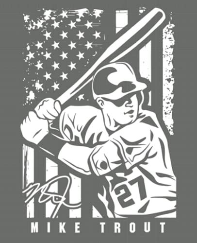 Mike Trout Player Illustration Flag Composition Notebook: School Exercise Book For Writing And Taking Notes | 120 Lined Pages (Baseball Sports Journals For Kids)