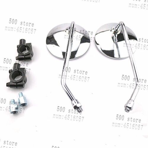 Rétroviseurs Pour Guidon Latéral De Moto, 1 Paire, 8mm, 10mm, Rond, Scooter, Chrome, Pour Kawasaki, Suzuki
