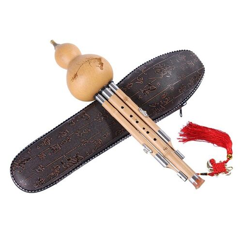 Gourde Chinoise En Bambou Hulusi Cucurbit, Flûte Faite À La Main, Instrument De Musique Ethnique, Clé De C Avec Étui Pour Débutant