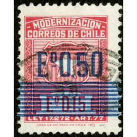 Timbre Oblitéré Correos De Chile, Modernizacion, E 0.15, Ley 17.272 - Art 77