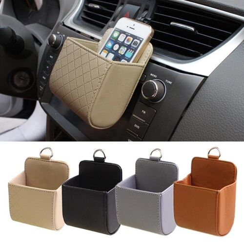 Sac De Rangement Pour Voiture, Sac De Rangement Pour Tableau De Bord À Ventilation, Boîte De Rangement En Cuir À Suspendre, Lunettes, Support De Téléphone, Organisateur De Rangement, Accessoires De Vo