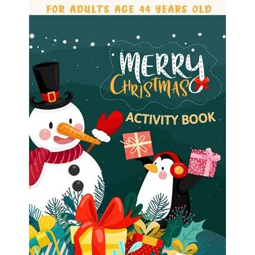 Merry Christmas Activity Book For Adults Age 44 Years Old: Relaxation Activity Book - Mazes, Sudoku, Coloring Page, Matching Game And More, Word Search, Coloring Book