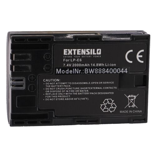 EXTENSILO 1x Batterie compatible avec Blackmagic Micro Studio Camera 4K, Micro Cinema Camera 4K, Pocket Cinema 4K appareil photo (2000mAh, 7,4V, Li-i