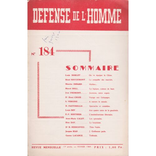 Defense De L'hpmme 184 