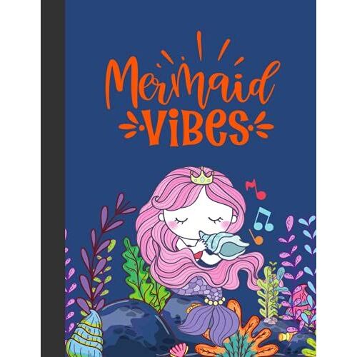 Mermaid Vibes: Wide Ruled Composition Notebook For Elementary And Middle School Girls.