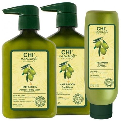 Trio Shampooing + Conditionneur + Masque Naturals Chi 
