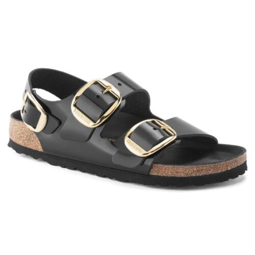 Birkenstock Milano Big Buckle Noir Verni Sandales