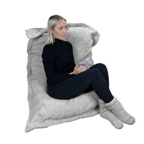 Vivezen - Pouf, Fauteuil D'intérieur Déhoussable - 90 X 140 Cm - Sherpa - Gris Clair