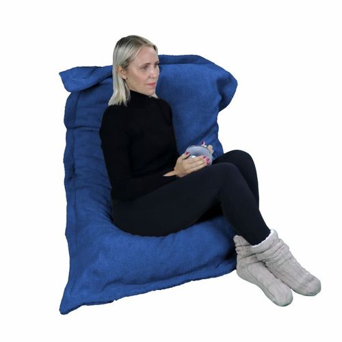 Vivezen - Pouf, Fauteuil D'intérieur Déhoussable - 90 X 140 Cm - Sherpa - Bleu Marine