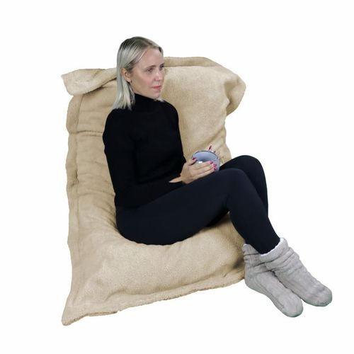Vivezen - Pouf, Fauteuil D'intérieur Déhoussable - 90 X 140 Cm - Sherpa - Beige