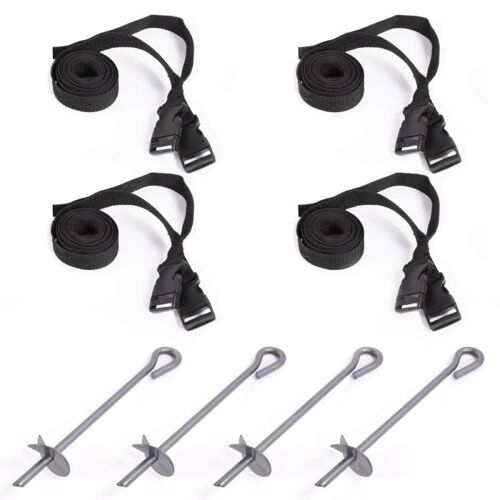Kit De Fixation Trampoline 4pcs - Ancrage - Kit Universel Pour Toutes Les Marques De Trampolines - Gris