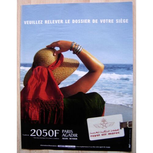 Publicité Papier - Royal Air Maroc, Paris-Agadir De 2001