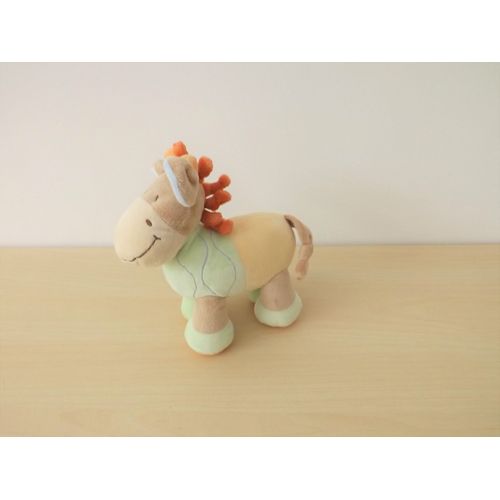 Doudou Cheval Girafe Beige Vert Jaune Nicotoy