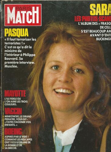 Paris Match 18/04/1986  Sarah Ferguson, Jean-Jaques Beneix, Patrick Sabatier, Liza Minnelli, Anthony Quinn, Cizia Zyke, Priscilla Presley