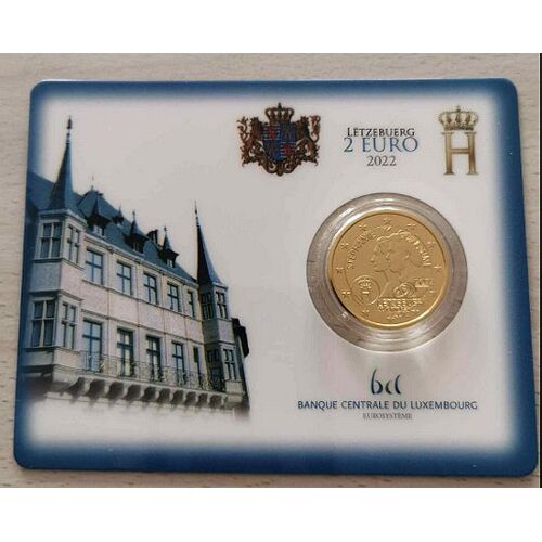 Luxembourg 2022 - Mariage Grand Duc Guillaume Et Grande Duchesse - Coincard 2 Euros Commemorative - Plaque Or Vergoldet