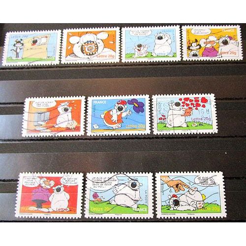 2006. Série Complète Adh86 À Adh95: "Sourires" Avec Le Chien Cubitus De M. Rodrigue.