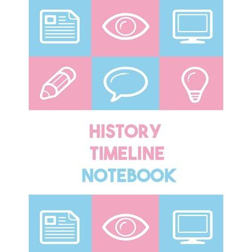 History Timeline Notebook: Light Pink And Ice Blue Journal Graph Paper Notebook Softcover Drawing, Wiriting, Handwiriting, By Schoolnest, Gifts For Men, Women, Boys, Girls, Kids