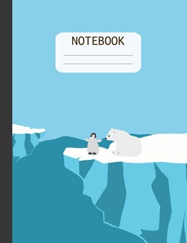 Antarctica Composition Notebook: Cute Penguin And Polar Bear Composition Notebook | Minimal Antarctica | Narrow Ruled Paper Lined Notebook Journal | 120 Pages 8.5x11 | Gift For Woman And Girls
