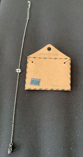 Bracelet Réglable En Argent Pendentif Symbole Dièse Marque Go Dutch Label