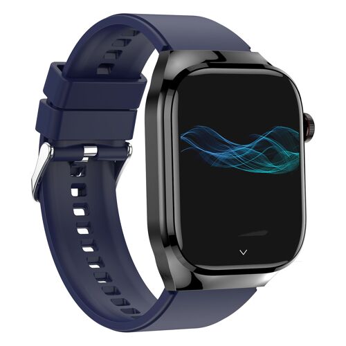 Montre intelligente avec ECG, fréquence cardiaque, tension artérielle, sommeil Bleu