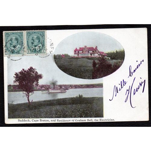 Carte Postale Ancienne, Canada, Baddeck, Cape Breton, And Residence Of Graham Bell, The Electrician