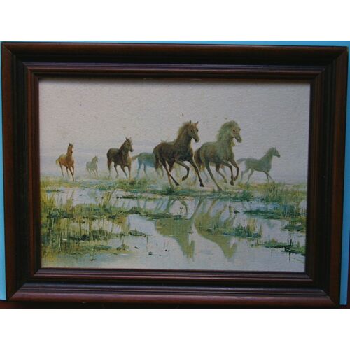 Tableau Encadré Représentant Des Chevaux Qui Courent