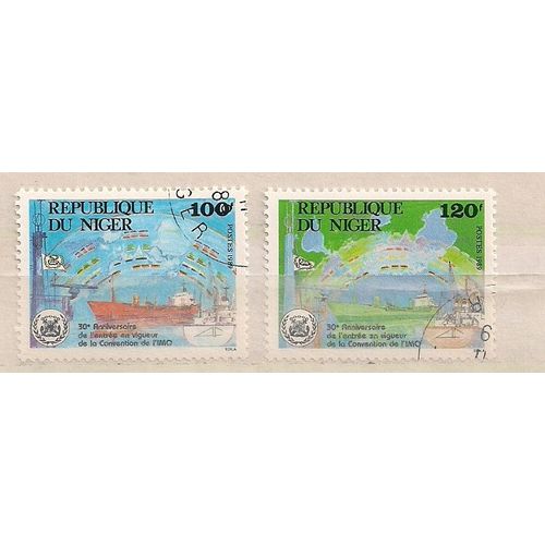 Niger- 2 Timbres Oblitérés- N°770/1- 30ème Anniversaire De La Convention De L'imo