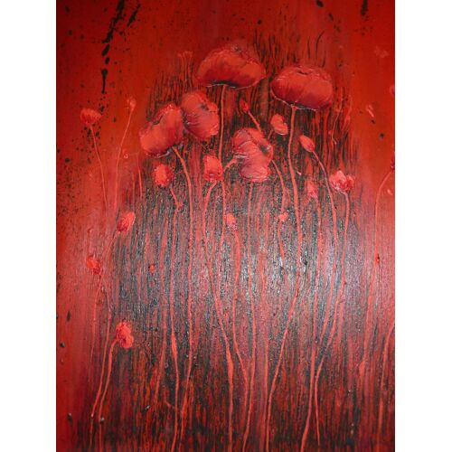 Tableau Acrylique 15 F (65/54) Moderne Coquelicots