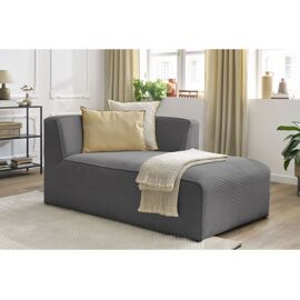 Méridienne pour canapé modulable MEGEVE tissu velours côtelé Gris foncé Angle droit