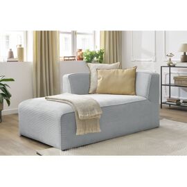Méridienne pour canapé modulable MEGEVE tissu velours côtelé Gris clair Angle gauche