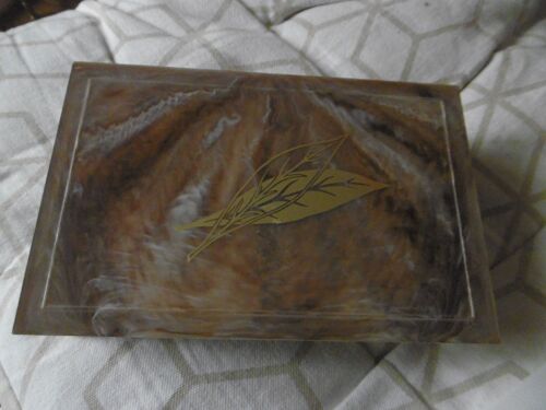 coffret à bijoux ou autre bakélite marbré marron avec miroir 16x10x5cm