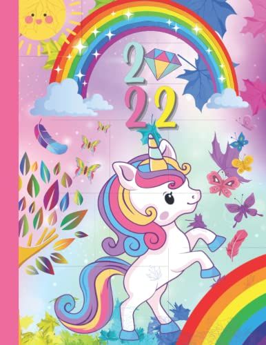 Happy New Year 2022 Colorful Unicorn Notebook: The Best | Ruled | Lined | 120 Pages 8.5 * 11 In Size A4 New Notebook For Kids. The New Year | Kids | School | Taking Notes.