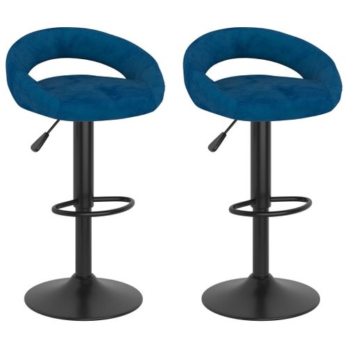Vidaxl Tabourets De Bar Lot De 2 Bleu Velours