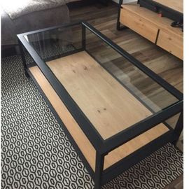 Table Basse Design Noir Acier Et Verre Dimension 120 X 45 X 30 Cm De Salon Meuble Demontable