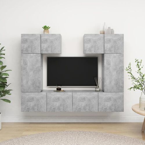 Vidaxl Ensemble De Meuble Tv 6 Pcs Gris Béton Aggloméré