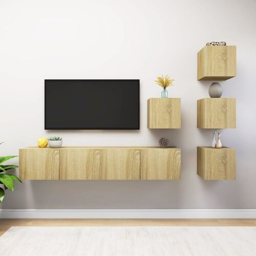 Vidaxl Ensemble De Meuble Tv 6 Pcs Chêne Sonoma Aggloméré