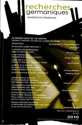 Recherches Germaniques N° 40/2010 - Varia