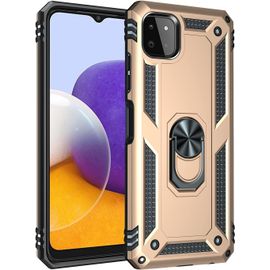 Coque Pour Samsung Galaxy A22 5g (No 4g), Étui De Protection Slim Soft Tpu + Pc,Heavy Duty Dual Layer Protective Housse Avec Support De Bague En Métal, Bleu