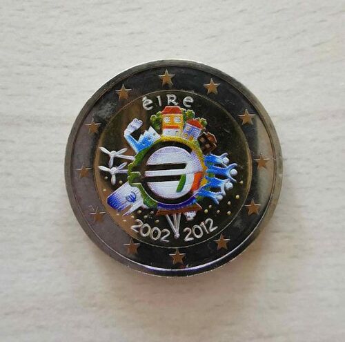 Irlande 2012 - 10 Ans De L'euro -2 Euros Commemorative- Couleur - Farbe- Colorisee - Couleurs - Colored - Color