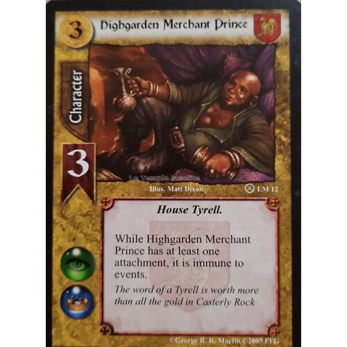 Carte A Game Of Thrones Ccg - Highgarden Merchant Prince Lm#12
