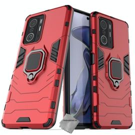 Housse Etui Coque Rigide Anti Choc Pour Xiaomi 11t 5g / 11t Pro 5g + Film Ecran - Rouge
