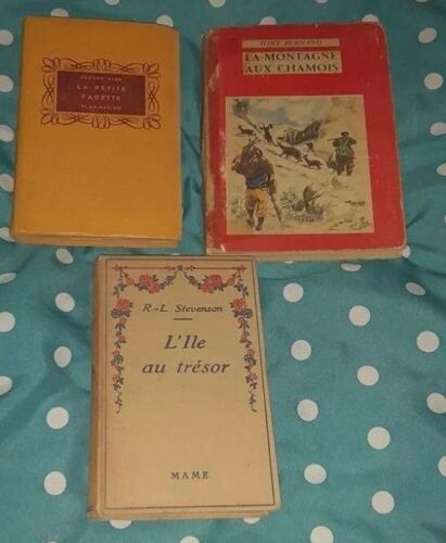 La Petite Fadette + La Montagne Au Chamois + L'ile Au Trésor 3 Livres Ancien De 1936, 1949 Et 1959