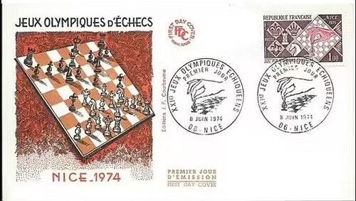 France, Belle Enveloppe 1er Jour, Timbre Yvert 1800, Jeux Olympiques D'échecs À Nice, Belle Illustration Couleur Relief.