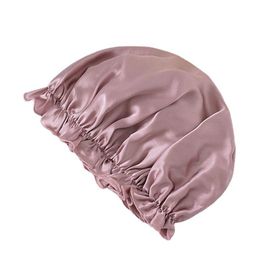 Bonnet De Nuit 100 % Soie De Mûrier Pour Femme, Foulard Doux Pour Dormir Rose Xl