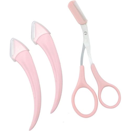 Eryi-Rasoirs Manuels Femme,Ensemble De Tondeuses À Sourcils Professionnelles 3 Pièces (Rose)