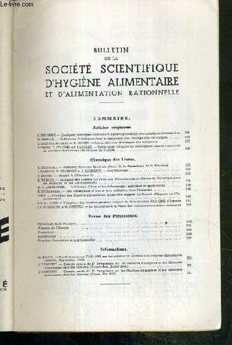 L'alimentation Et La Vie - Bulletin De La Societe Scientifique D'hygiene Alimentaire - Volume 45 - Annee 1957 - Numeros 7-8-9