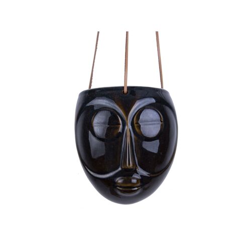Cache-Pot Design Suspendu Mask - H. 21 Cm - Brun Foncé