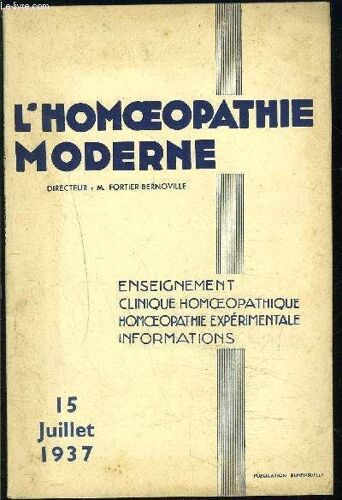 L Homeopathie N°14- Juill 1937- Constitutions Et Temperaments