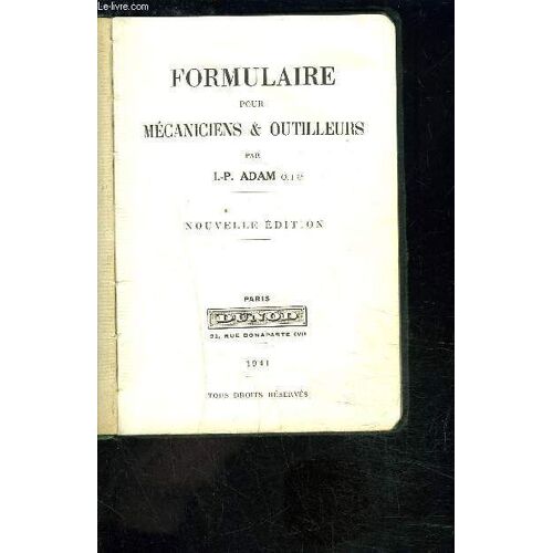 Formulaire Pour Mecaniciens Et Outilleurs